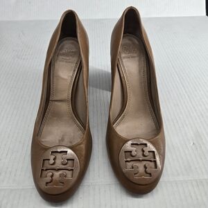 Tory Burch Brown Leather Block Heels  8.5